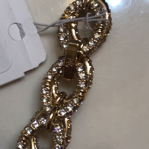Lauren Ralph Lauren Gold Tone Pave Crystal Encrusted Oval Link Bracelet NWT - Picture 14 of 16